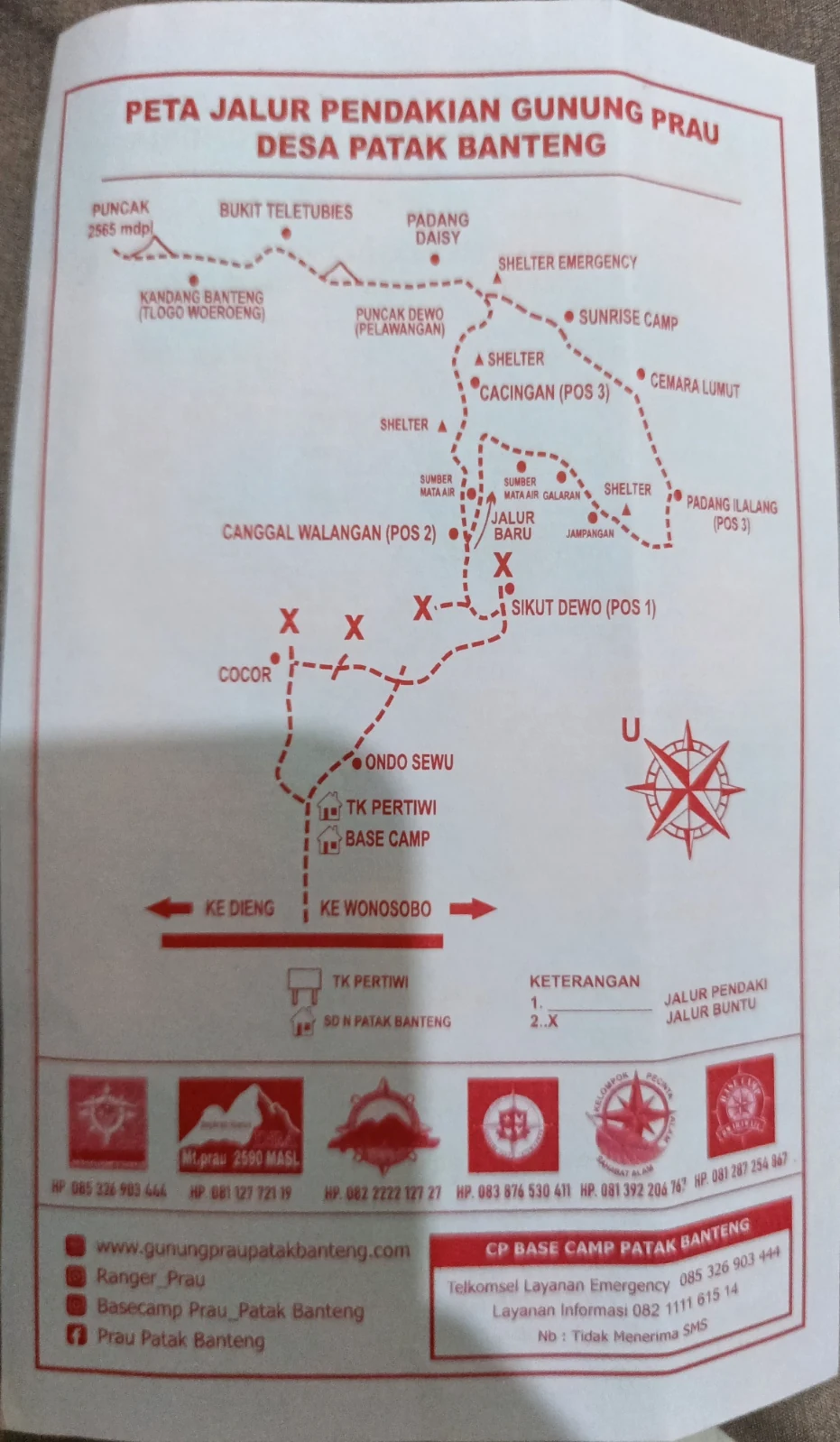 Peta jalur pendakian Gunung Prau via Patakbanteng